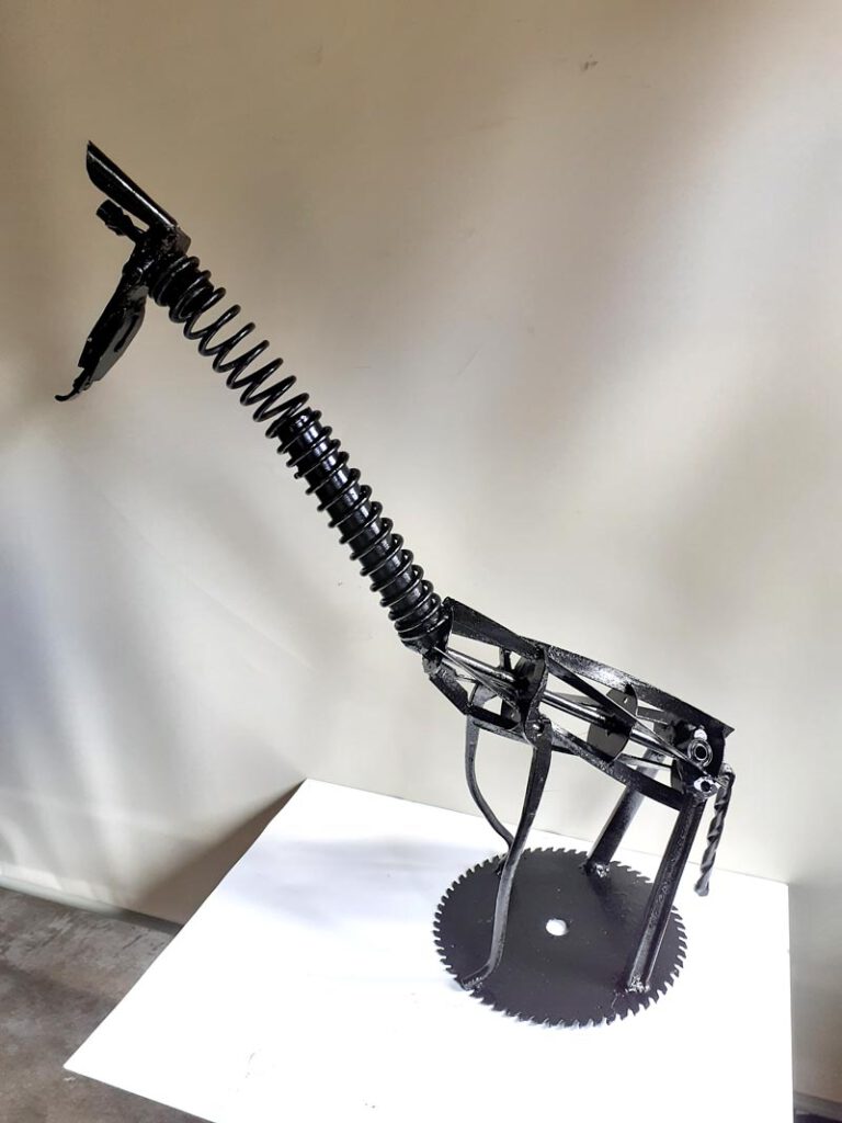 giraffe kunstwerk oud ijzer schrootkunst metaal buiten kunst geodkoop